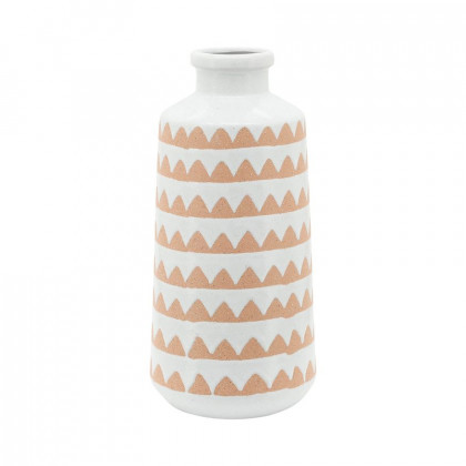 Sagebrook 12" Ceramic Aztec Vase - Ivory