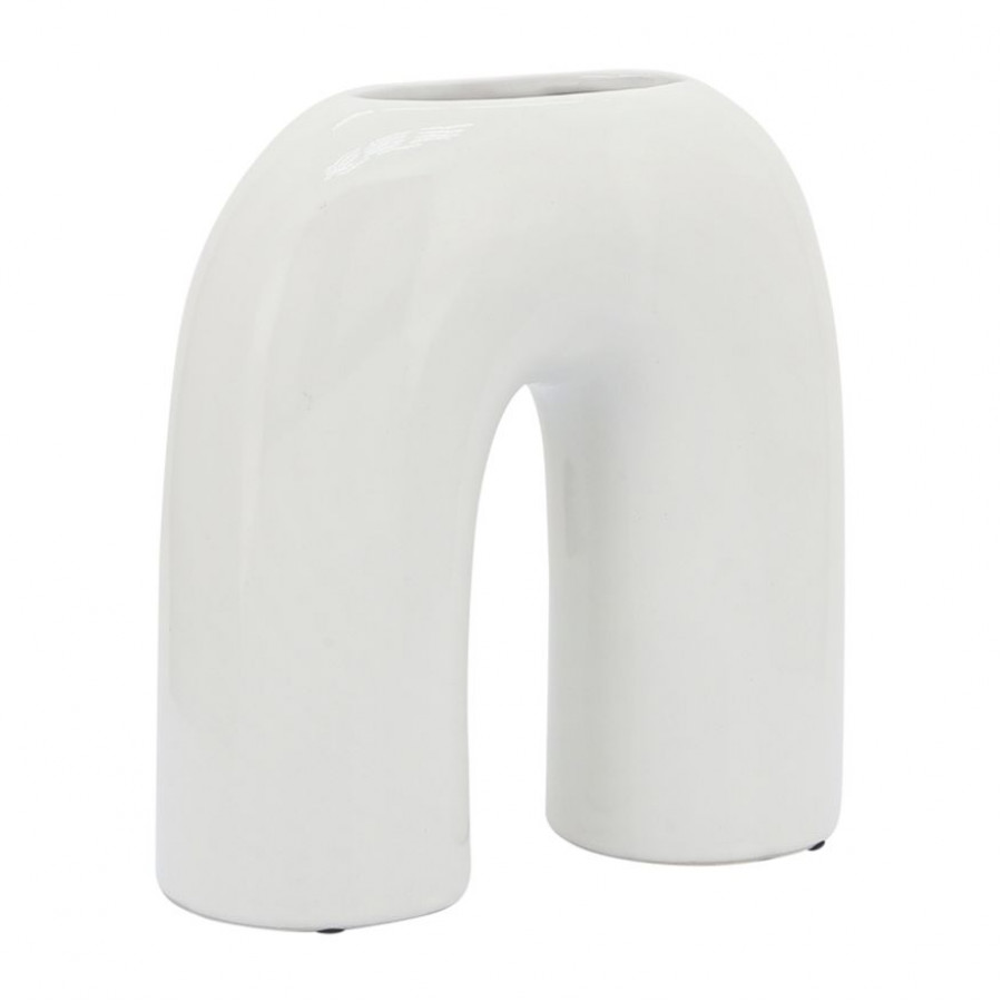 Sagebrook 8" Ceramic Horseshoe Vase - White