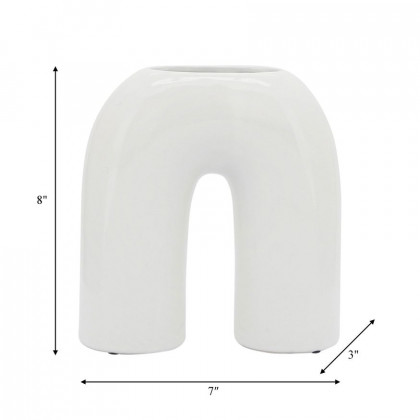 Sagebrook 8" Ceramic Horseshoe Vase - White