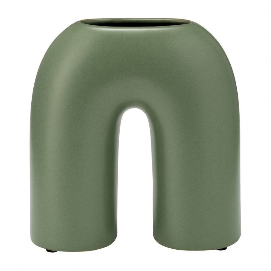 Sagebrook 8" Ceramic Horseshoe Vase - Dark Sage