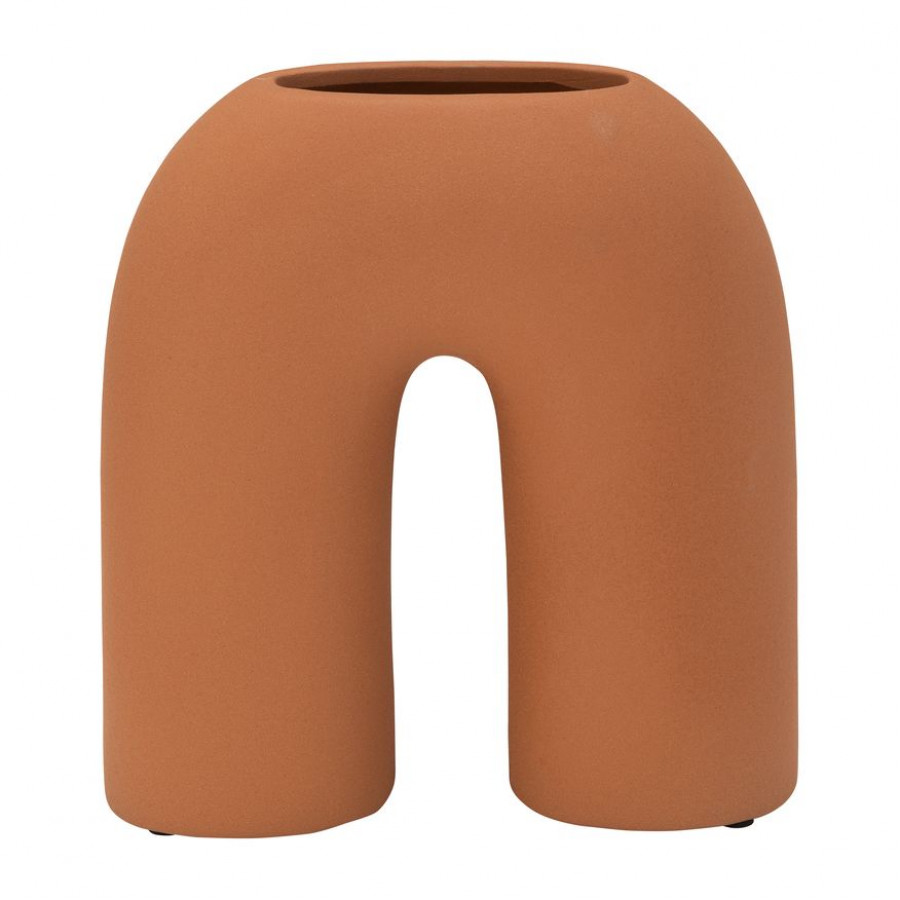 Sagebrook 8" Ceramic Horseshoe Vase - Terracotta