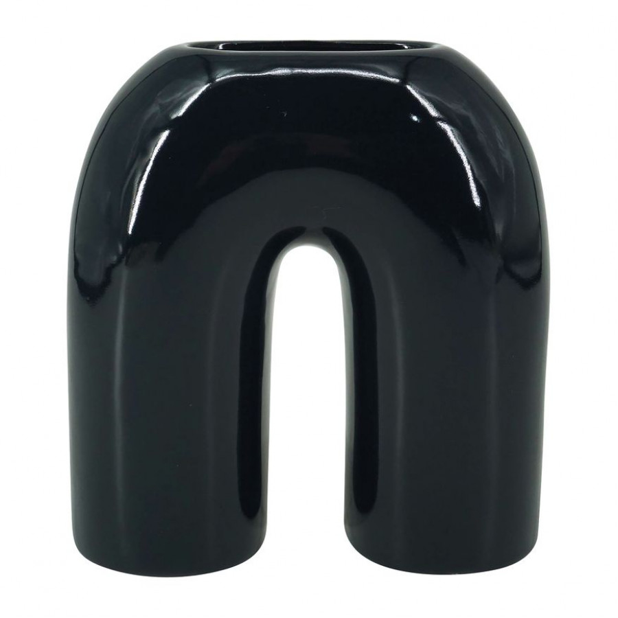 Sagebrook 8" Ceramic Horseshoe Vase - Navy Blue