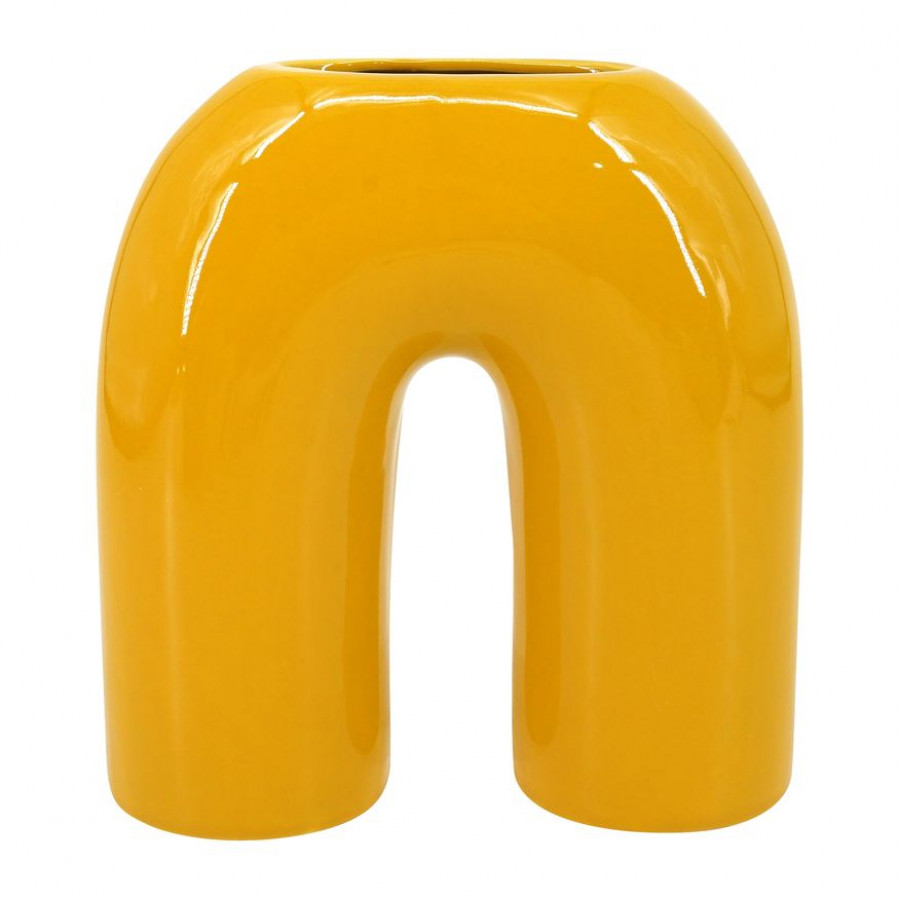 Sagebrook 8" Ceramic Horseshoe Vase - Mustard Gold