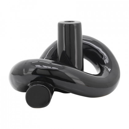 Sagebrook 10" Ceramic Loopy Candle Holder - Black