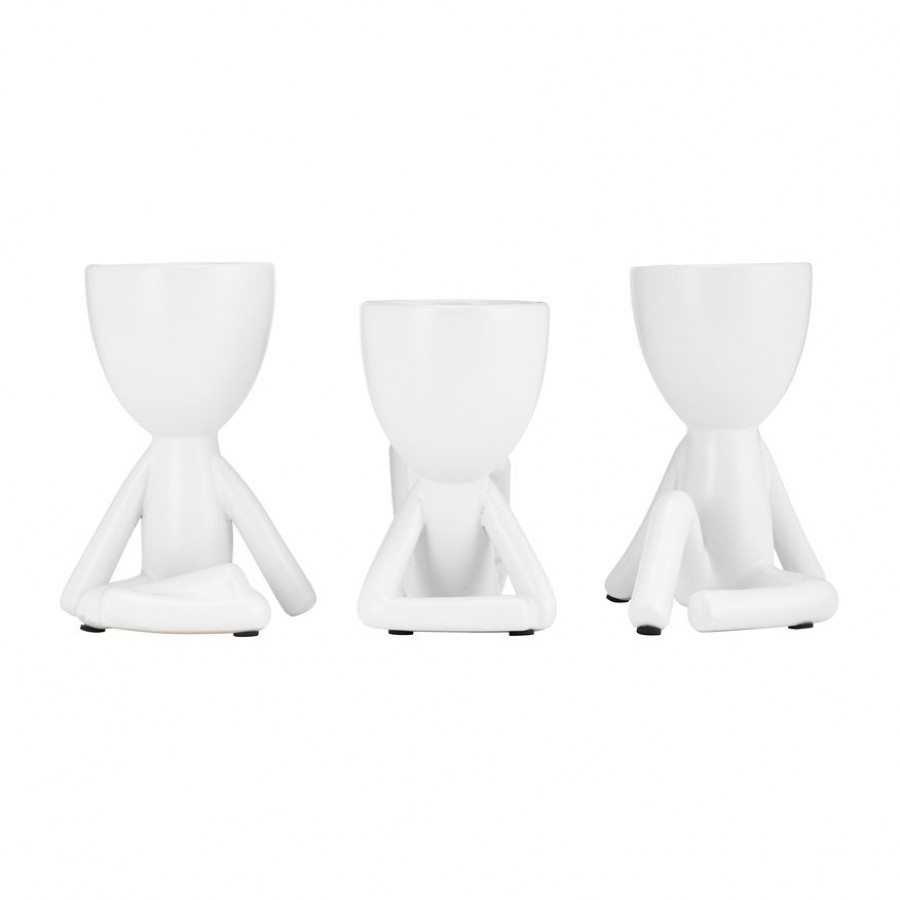 Sagebrook 8" Ceramic Sitting Humans (Set Of 3) - White