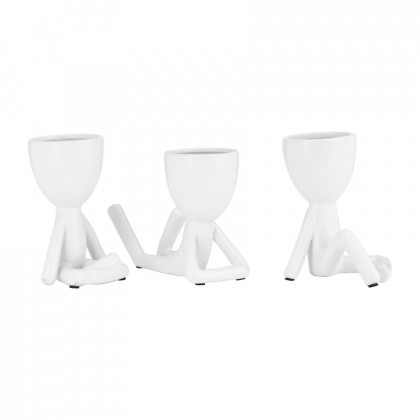 Sagebrook 8" Ceramic Sitting Humans (Set Of 3) - White