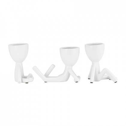 Sagebrook 8" Ceramic Sitting Humans (Set Of 3) - White