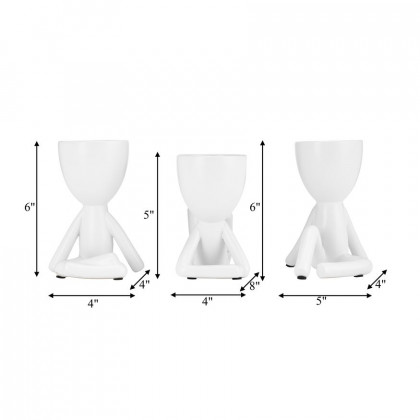 Sagebrook 8" Ceramic Sitting Humans (Set Of 3) - White