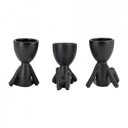Sagebrook 8" Ceramic Sitting Humans (Set Of 3) - Black