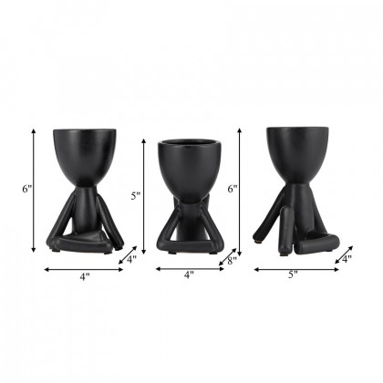 Sagebrook 8" Ceramic Sitting Humans (Set Of 3) - Black
