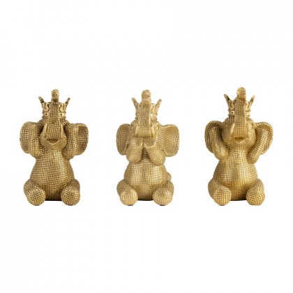 Sagebrook - 8" Resin No Evil Elephants (Set Of 3) in Gold