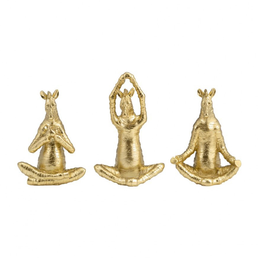 Sagebrook - 8" Resin No Evil Zebras (Set Of 3) in Gold