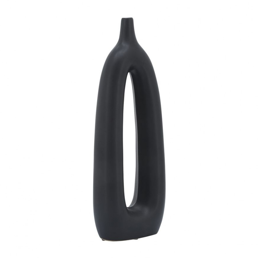 Sagebrook 14" Ceramic Open Cut-out Vase - Black