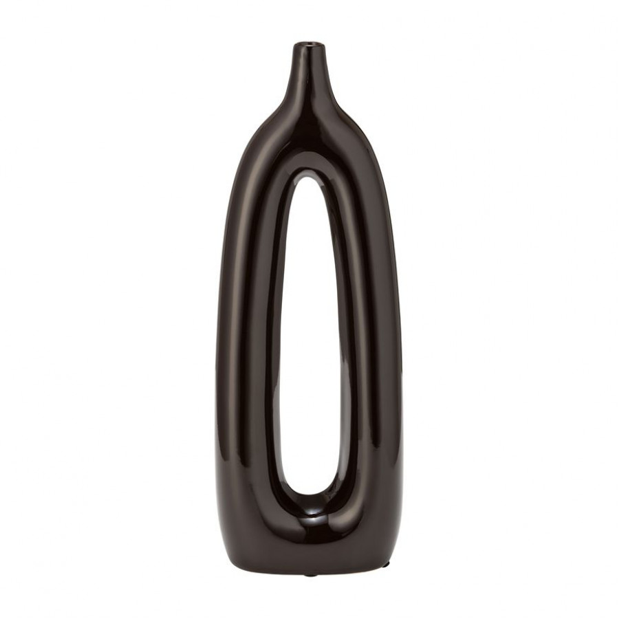 Sagebrook 14" Ceramic Open Cut-out Vase - Dark Brown