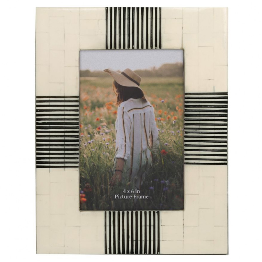 Sagebrook - 4"x6" Resin Abstract Photo Frame in Black/White