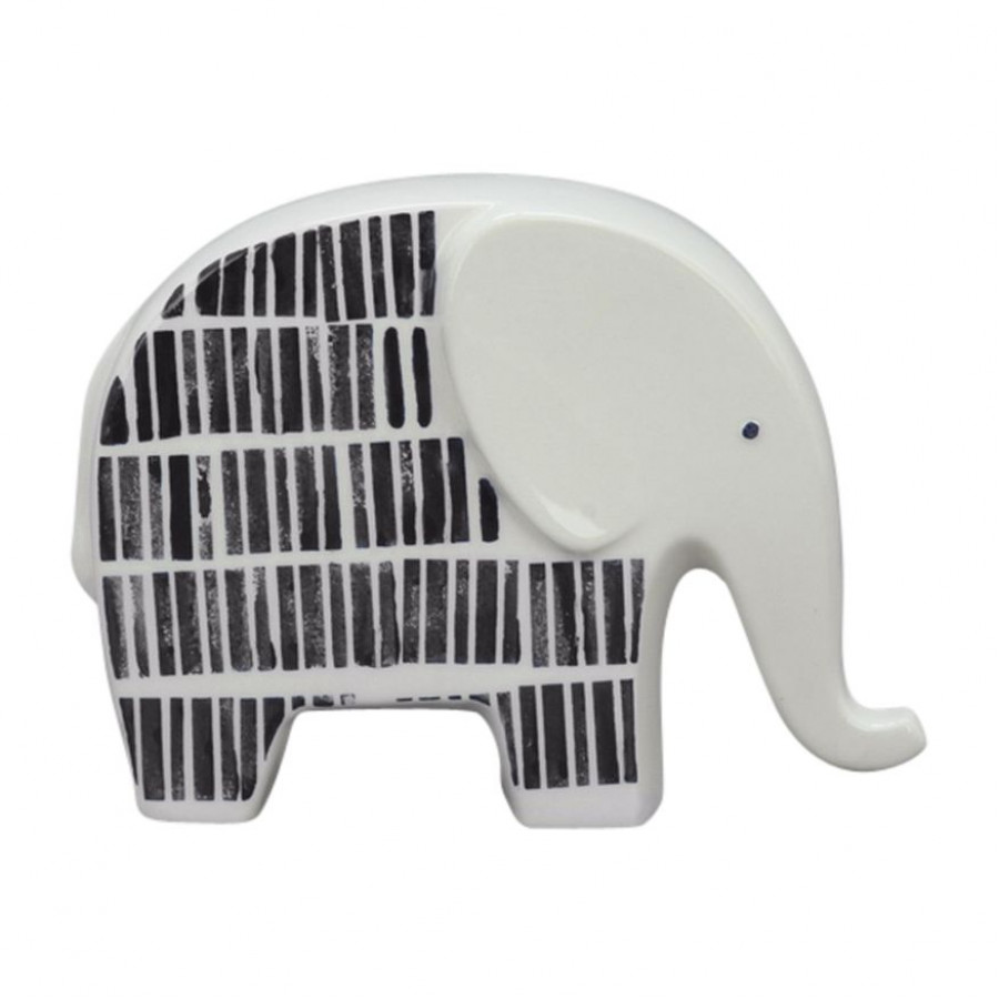 Sagebrook 7" Ceramic Elephant Trunk Down - Black/White
