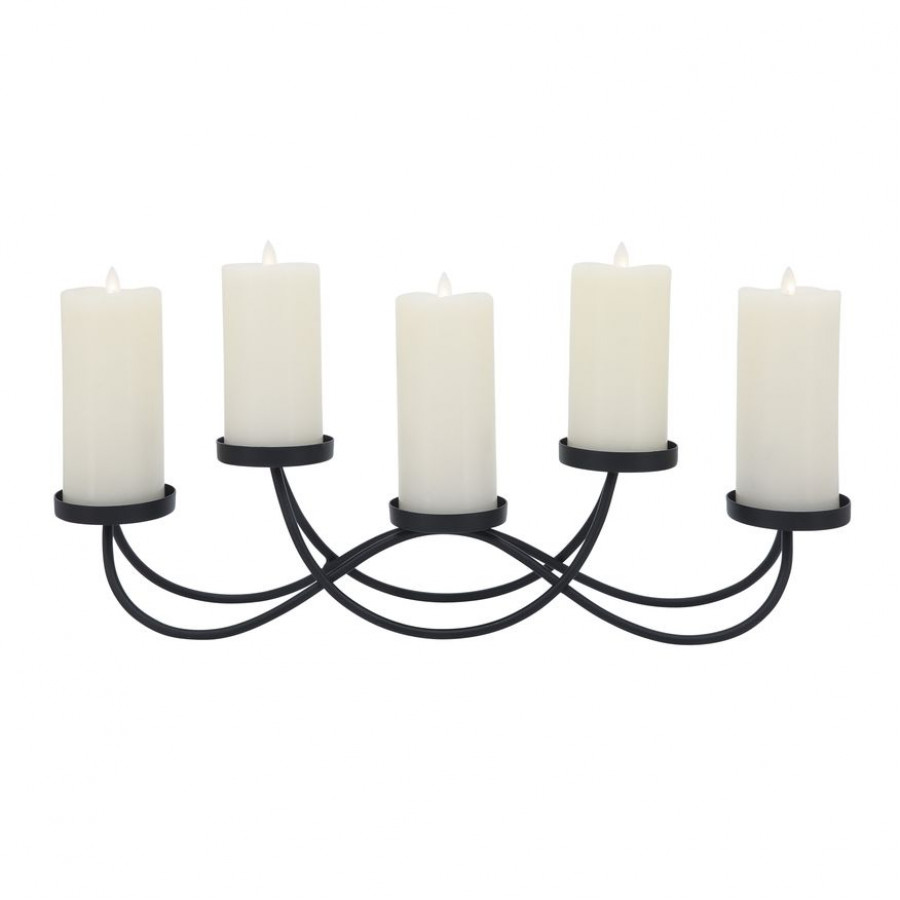 Sagebrook - 24" Metal 5-Pillar Holders in Black