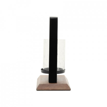 Sagebrook 11" Metal Hurricane With Wood Base - Black