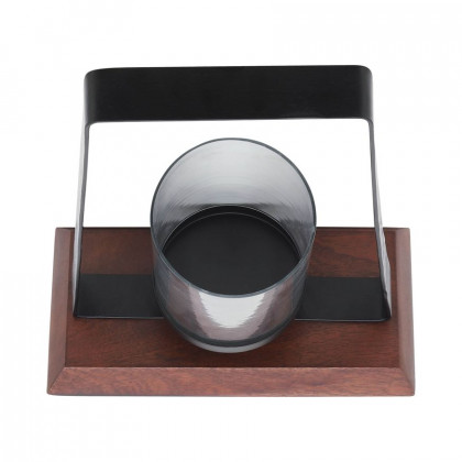 Sagebrook 14" Metal Hurricane With Wood Base - Black