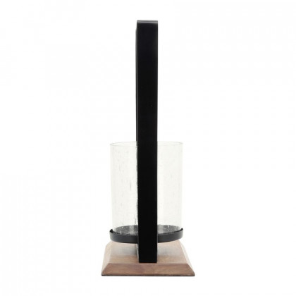 Sagebrook 17" Metal Hurricane With Wood Base - Black