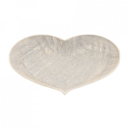 Sagebrook - 12"/13"/15" Ceramic Scratched Heart Plates (Set Of 3) in Champagne