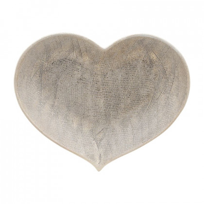 Sagebrook - 12"/13"/15" Ceramic Scratched Heart Plates (Set Of 3) in Champagne