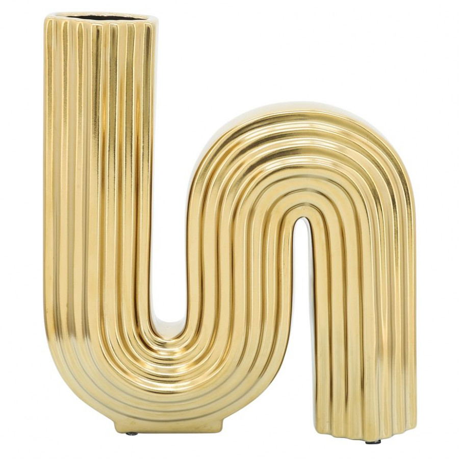 Sagebrook 11" Ceramic Loopy Vase - Gold