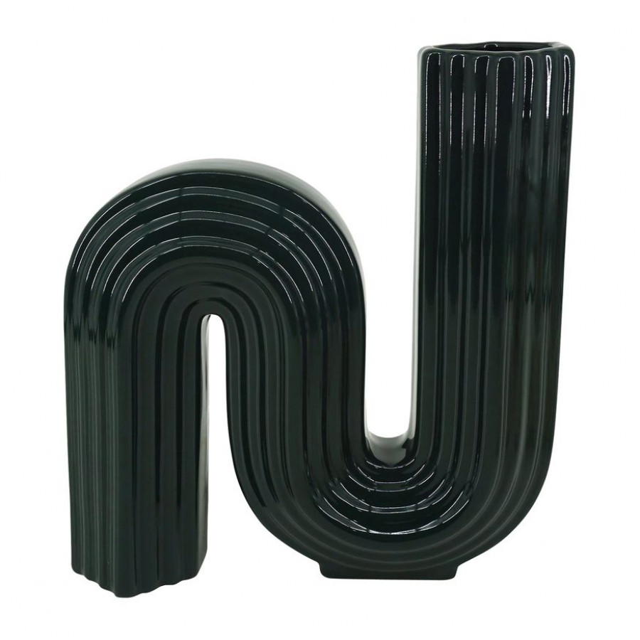 Sagebrook 11" Ceramic Loopy Vase - Forest Green