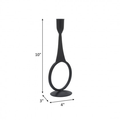Sagebrook 10" Metal Round Taper Candle Holder - Black