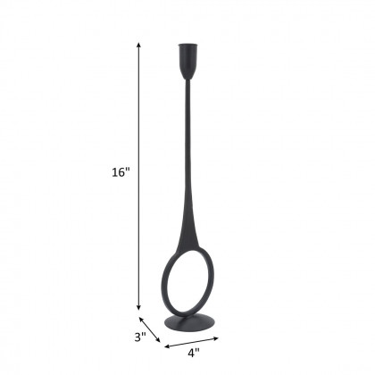 Sagebrook 16" Metal Round Taper Candle Holder - Black