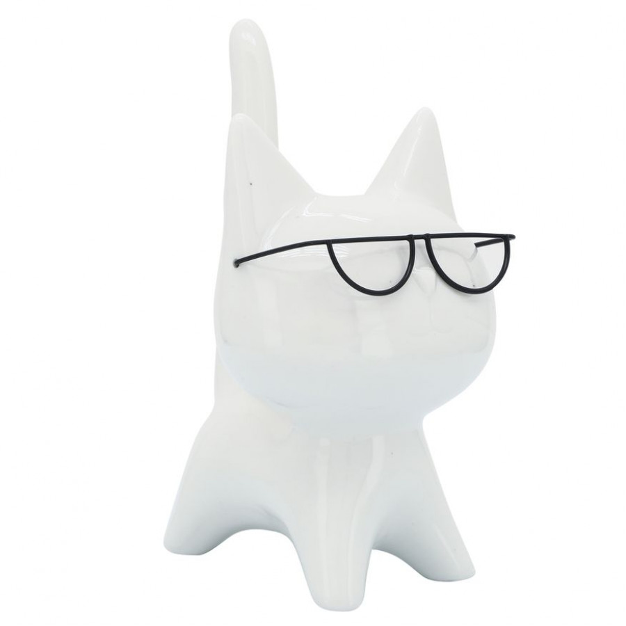 Sagebrook - 8" Porcelain Kitty With Glasses in White