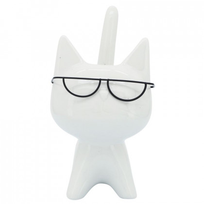 Sagebrook - 8" Porcelain Kitty With Glasses in White