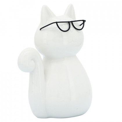 Sagebrook - 8" Porcelain Cat With Glasses