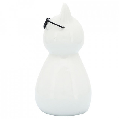 Sagebrook 8" Porcelain Cat With Glasses - White