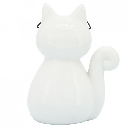 Sagebrook 8" Porcelain Cat With Glasses - White