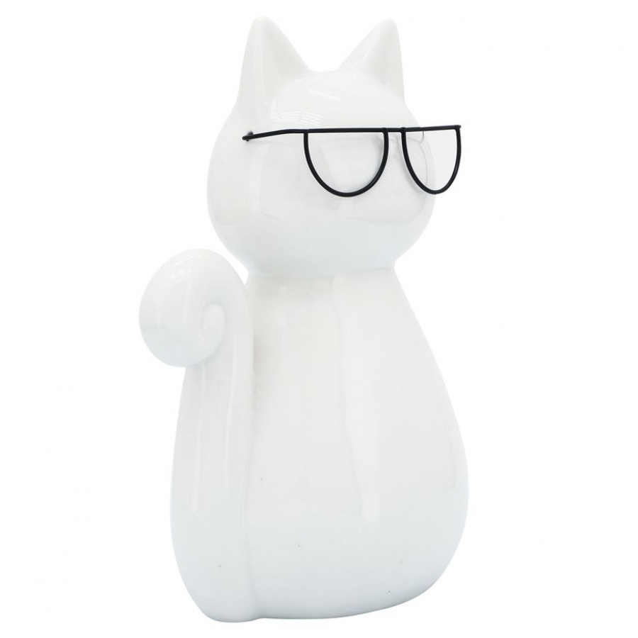 Sagebrook - 8" Porcelain Cat With Glasses