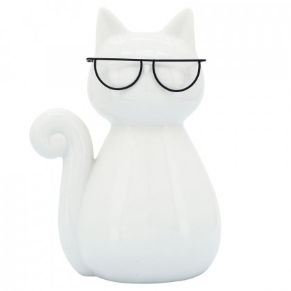 Sagebrook - 8" Porcelain Cat With Glasses