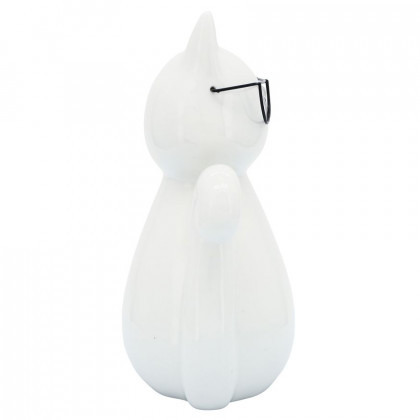 Sagebrook 7" Porcelain Cat With Glasses - White