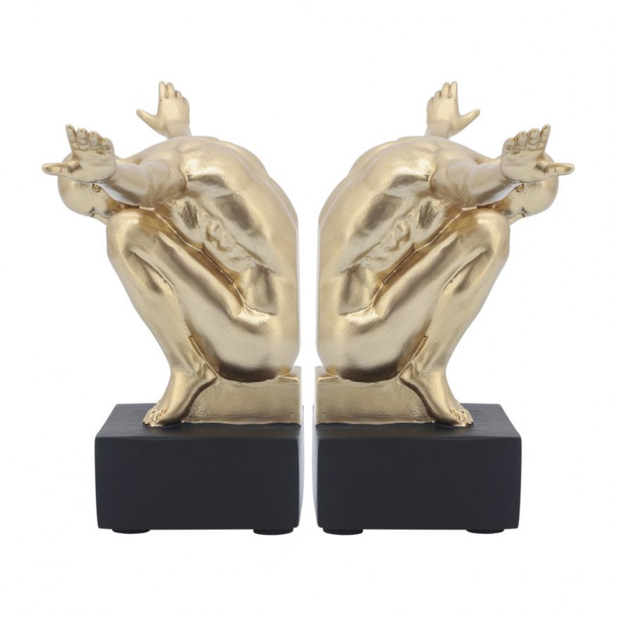 Sagebrook - 6" Resin Man Sculpture Bookend (Set Of 2) in Gold