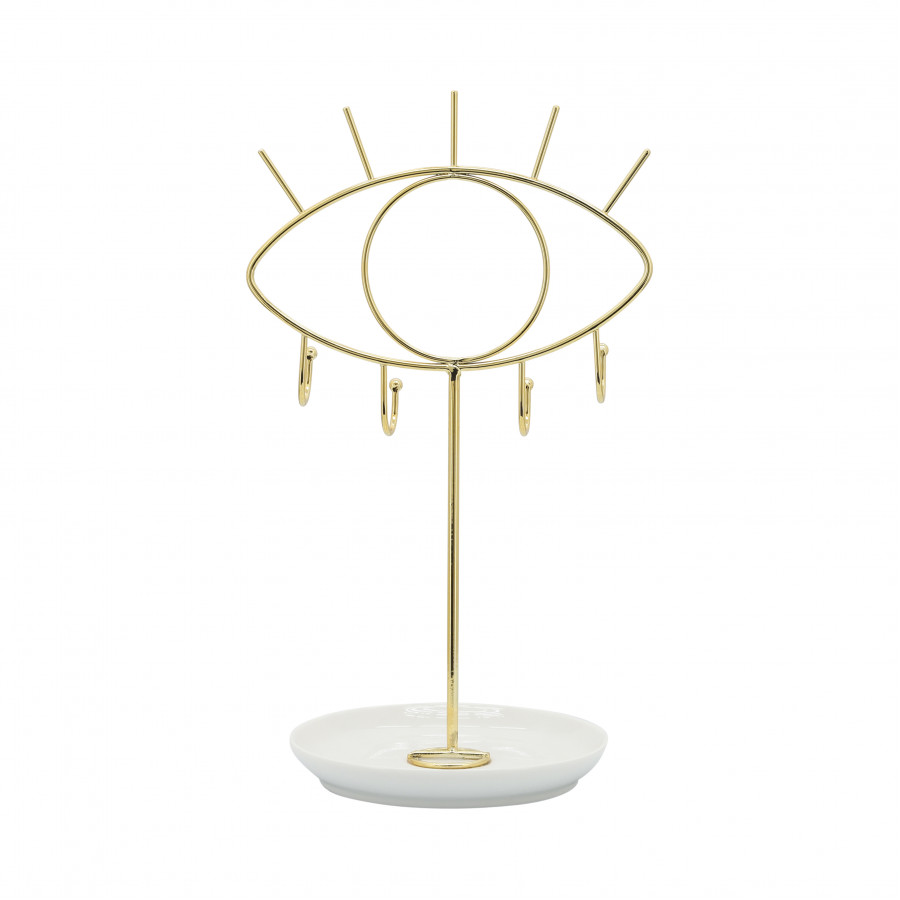 Sagebrook - 12" Ceramic Eyes Jewelry Hanger in White/Gold