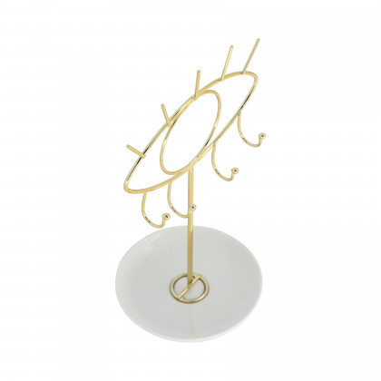 Sagebrook - 12" Ceramic Eyes Jewelry Hanger in White/Gold