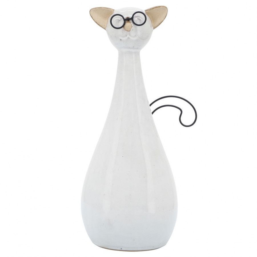 Sagebrook - 10" Ceramic Chubby Cat With Glasses