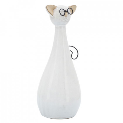 Sagebrook - 10" Ceramic Chubby Cat With Glasses