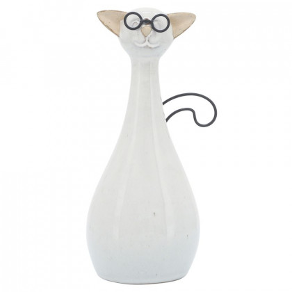 Sagebrook - 10" Ceramic Chubby Cat With Glasses