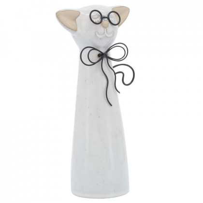 Sagebrook 8" Ceramic Cat With Glasses - Beige