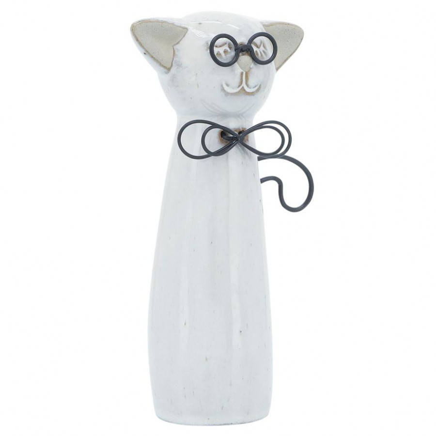 Sagebrook - 11" Ceramic Cat With Glasses
