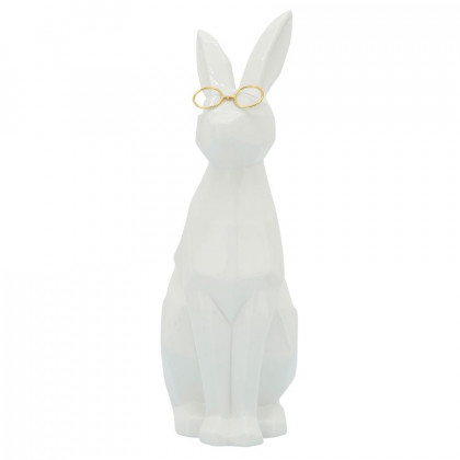 Sagebrook 11" Ceramic Bunny With Glasses - White/Gold