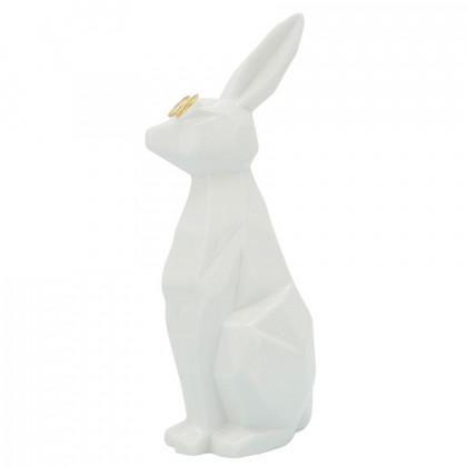 Sagebrook 11" Ceramic Bunny With Glasses - White/Gold