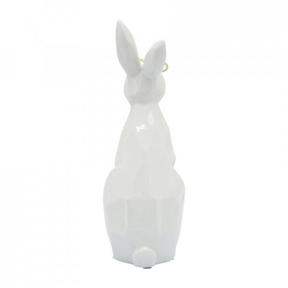 Sagebrook 9" Ceramic Bunny With Glasses - White/Gold
