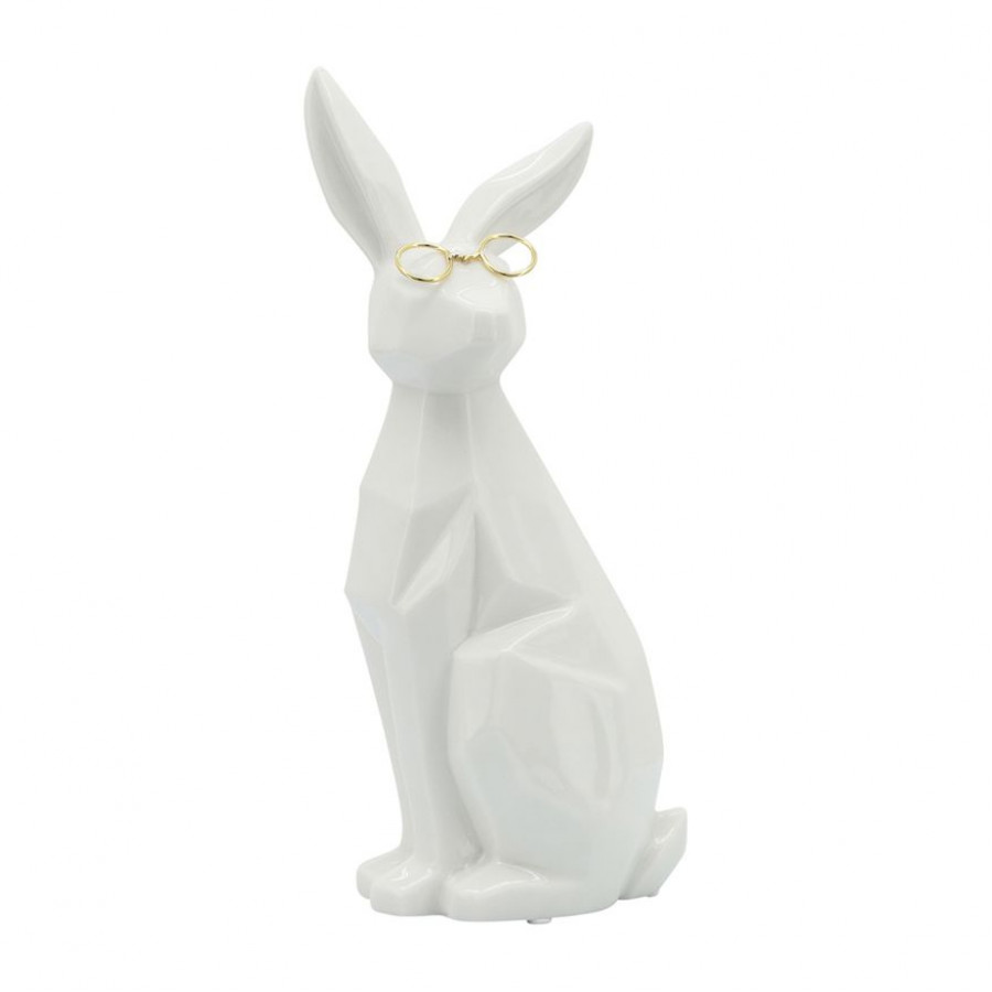 Sagebrook - 11" Ceramic Sideview Bunny With Glasses
